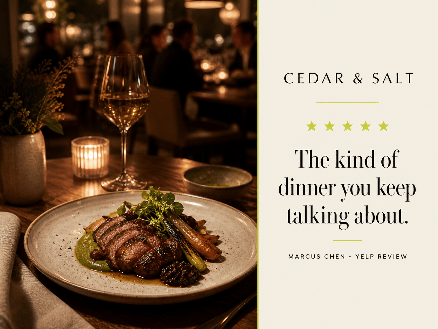 Cedar and Salt restaurant review post prepared for Facebook